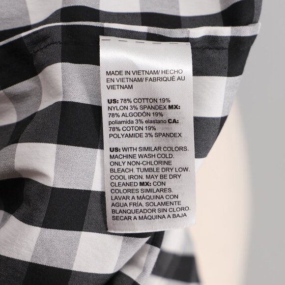 CHICO'S Gingham Poplin Tunic Top Balloon Sleeve Black Gray Size 3 (XL; 16/18) - Picture 6 of 6